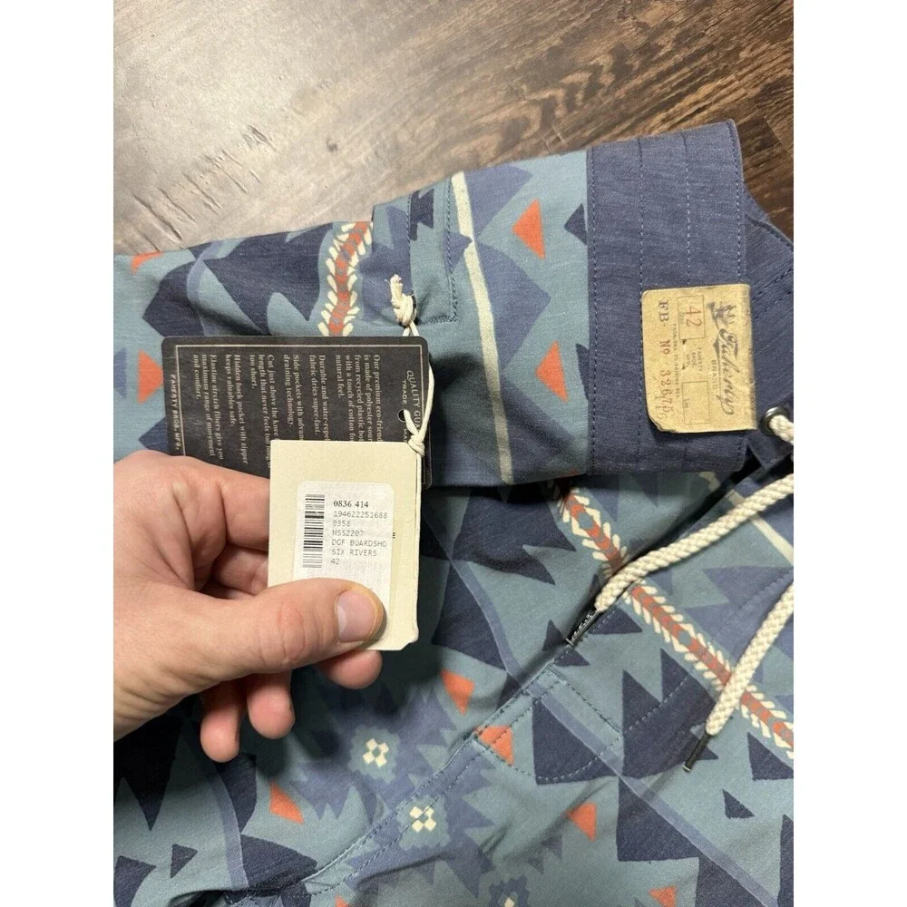 Faherty Board Shorts Six Rivers Men’s 42 Chankillo Horizon Blue Aztec Ins 7” 44*